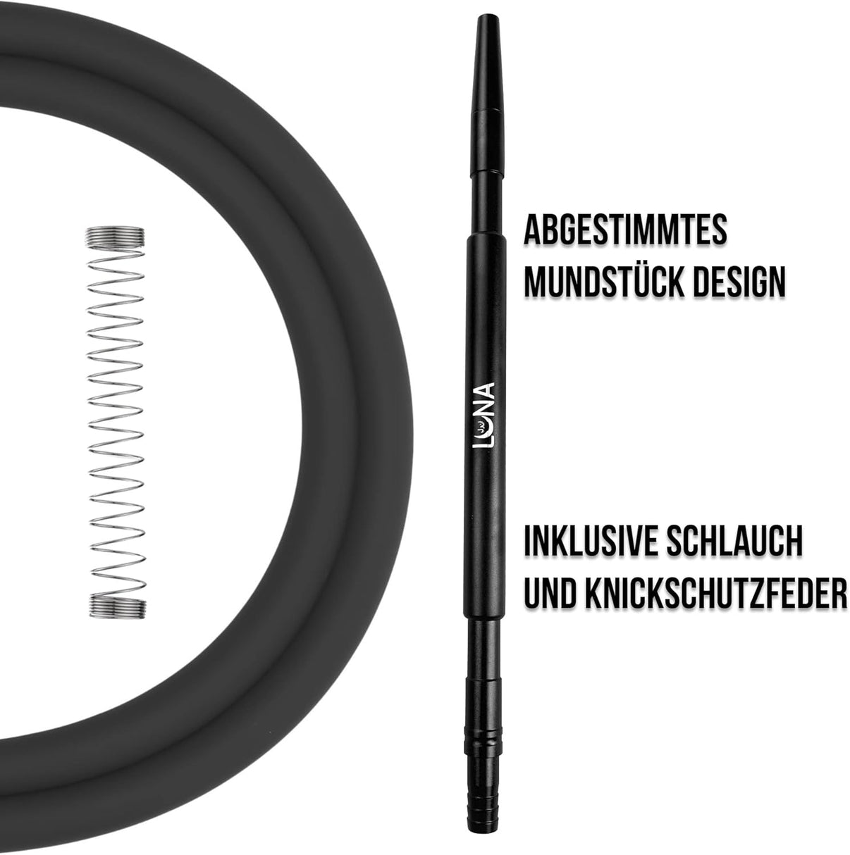 Schöne Luna Shisha Komplettset - Minima 2.0 (schwarz) mit Schlauch, passendem Mundstück und Kopf. Zum Rauchen von Shishatabak.