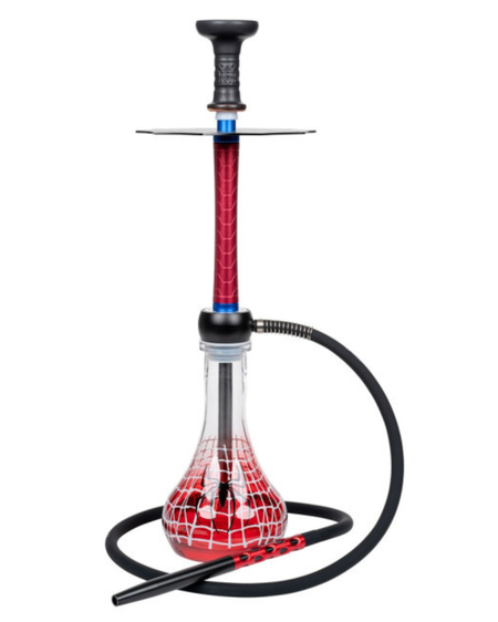 Detailansicht der Glasbasis der MOB Spider Blow Off Shisha, zeigt das Ausblassystem und das Spinnendesign.