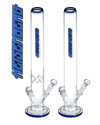Frontansicht der Machine 3.0 Blue-Line Glasbong von Heisenberg, Höhe 50 cm, mit blauem Mundstück