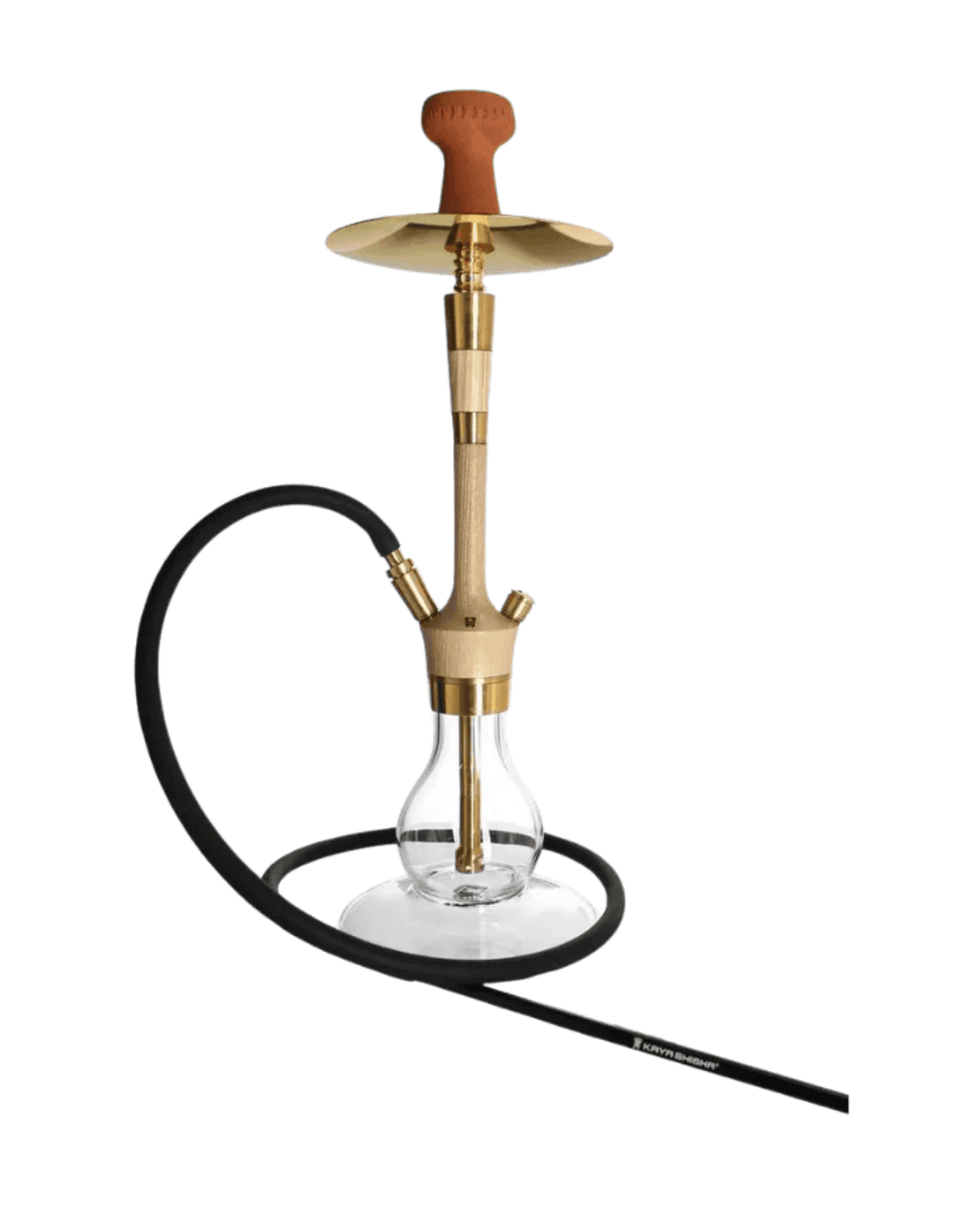 Elegante Madera X² GOLD - Ash Shisha von Kaya mit Schlauch, passendem Mundstück und Kopf. Zum Rauchen von Shishatabak.