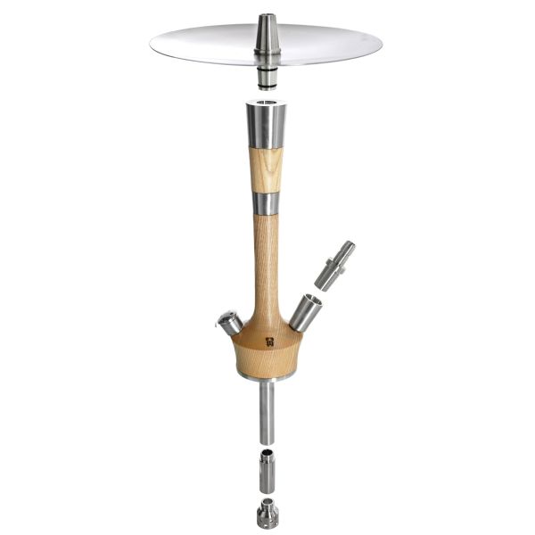 Elegante Madera X² SILVER - Ash Shisha von Kaya mit Schlauch, passendem Mundstück und Kopf. Zum Rauchen von Shishatabak.