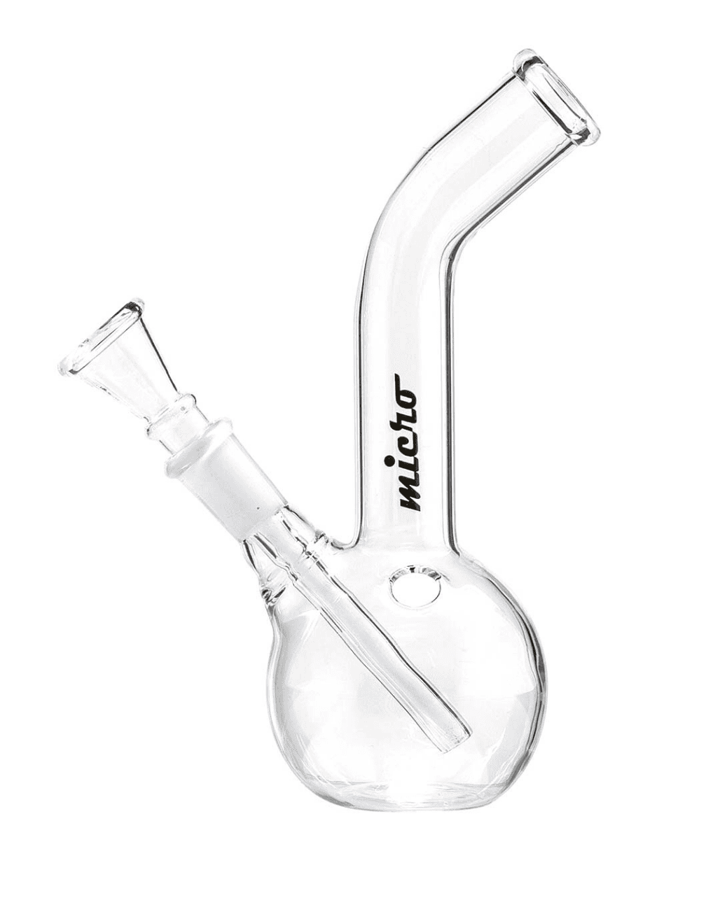 Detailansicht der abnehmbaren Chillum und Schale der Micro Bouncer Glasbong