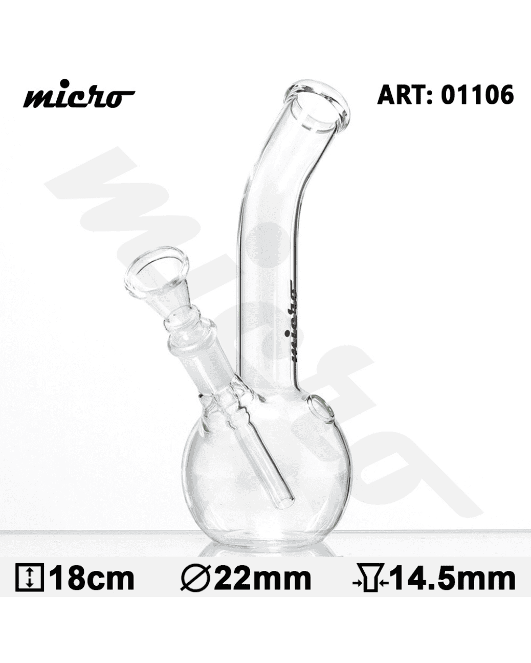 Nahaufnahme des Kicklochs und des Schiebe-Mundstück-Rings der Micro Bouncer Glasbong