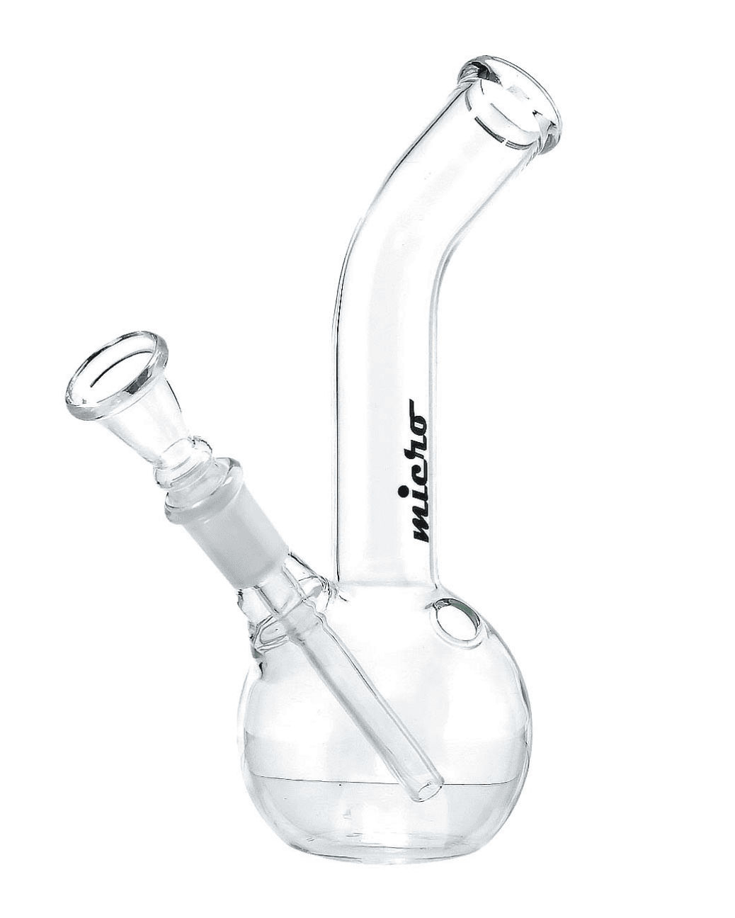 Komplettansicht der Micro Bouncer Glasbong mit 18cm Höhe und 22mm Durchmesser