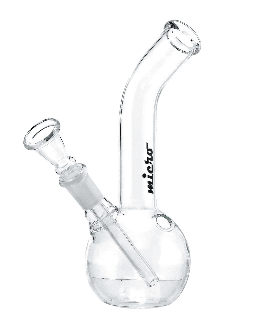 Komplettansicht der Micro Bouncer Glasbong mit 18cm Höhe und 22mm Durchmesser