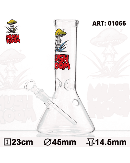 Nahaufnahme des dicken Mundstückrings der Mushroom Beaker Glasbong mit sichtbarem Grace Glass-Logo.