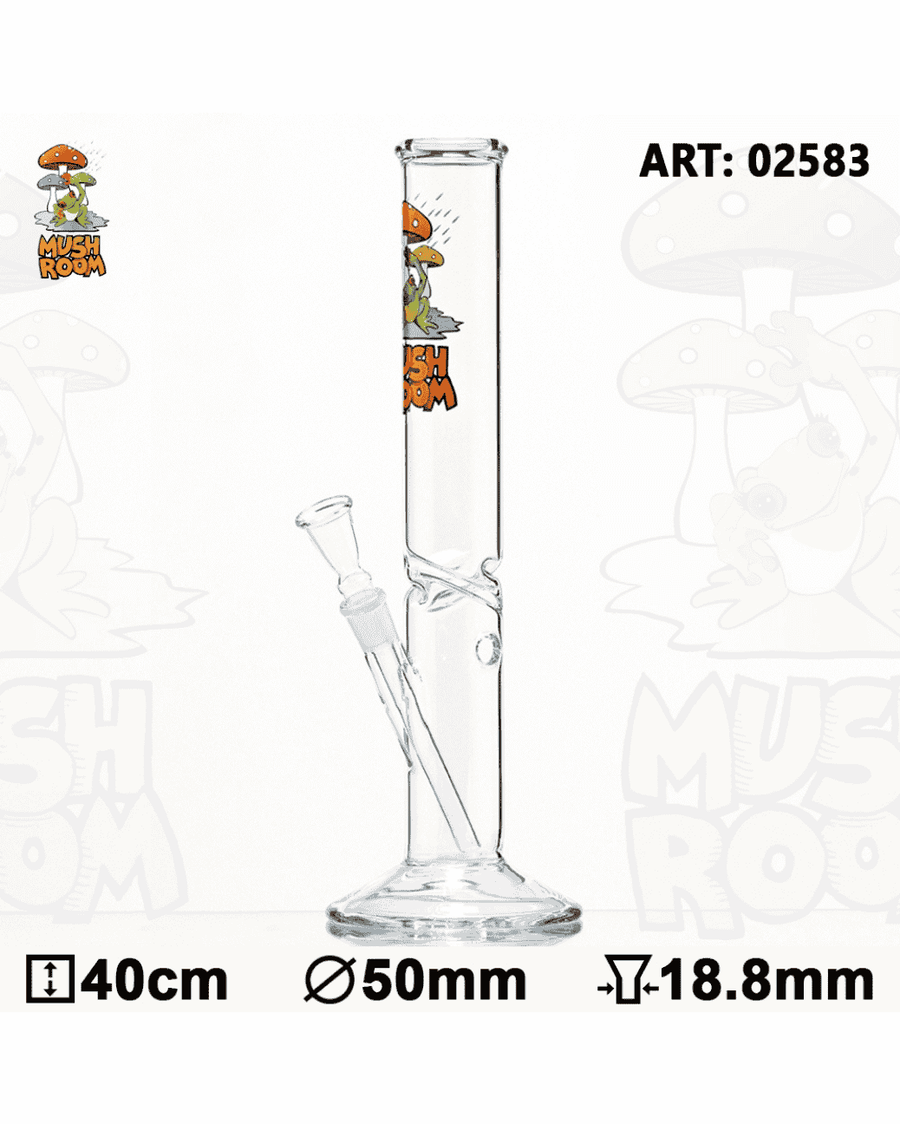 Gesamtansicht der Mushroom with Frog Glasbong mit 50mm Durchmesser und 40cm Höhe