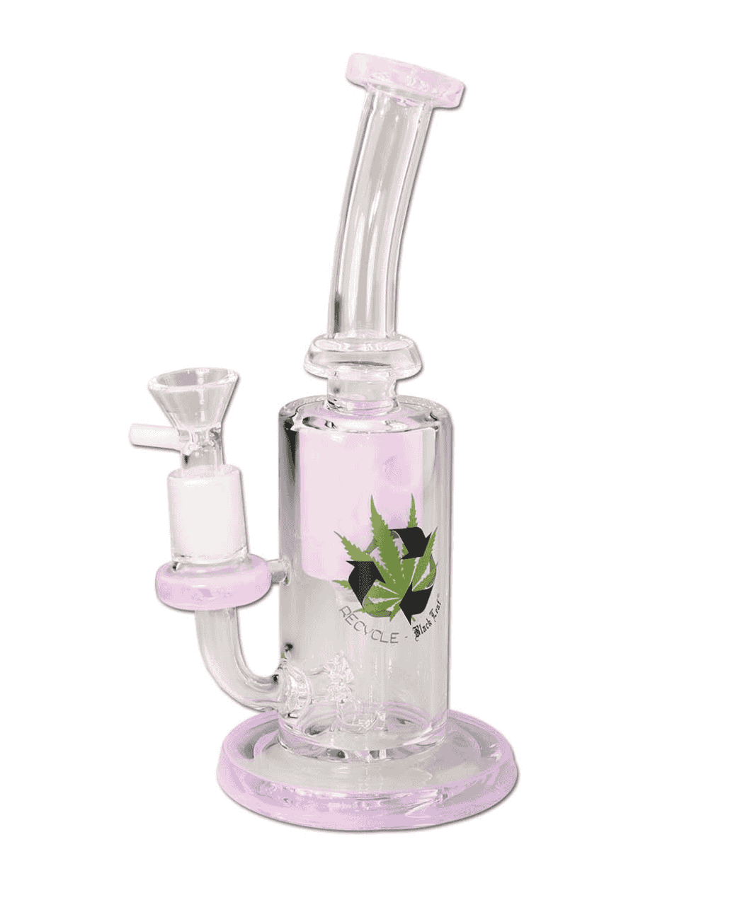 Detailansicht des Kegperkolators im Black Leaf Recycle/Incycle Bubbler aus lila Borosilikatglas