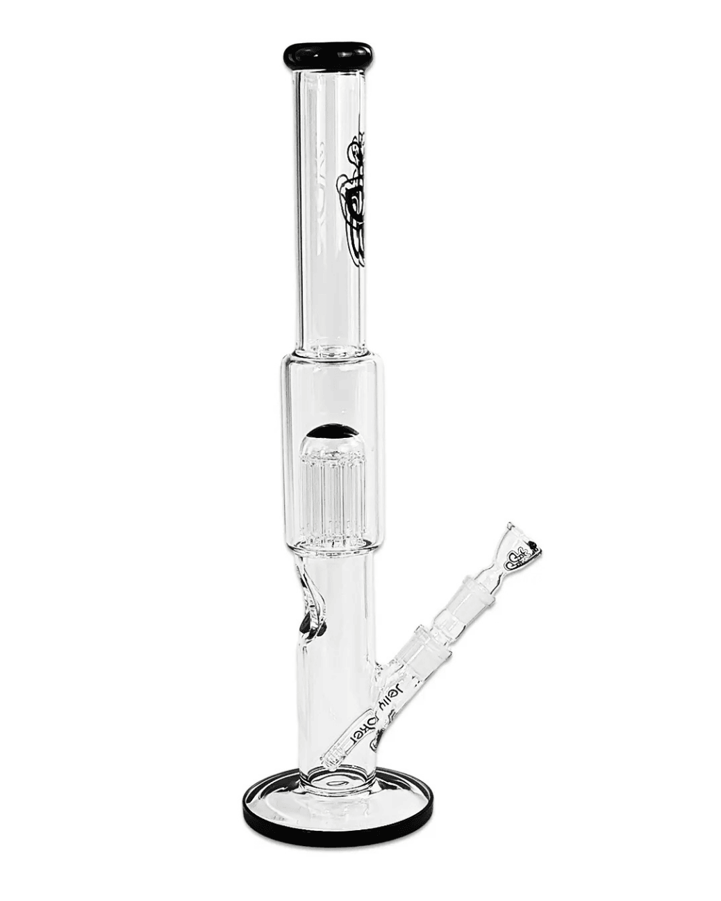 Detailansicht des schwarzen Mundstücks der Kingit Bong aus Borosilikatglas