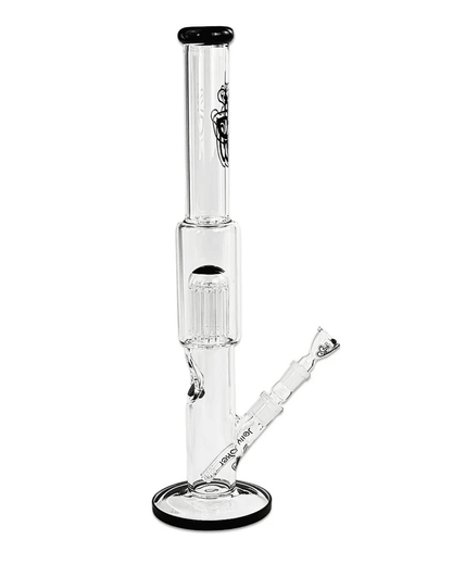 Detailansicht des schwarzen Mundstücks der Kingit Bong aus Borosilikatglas