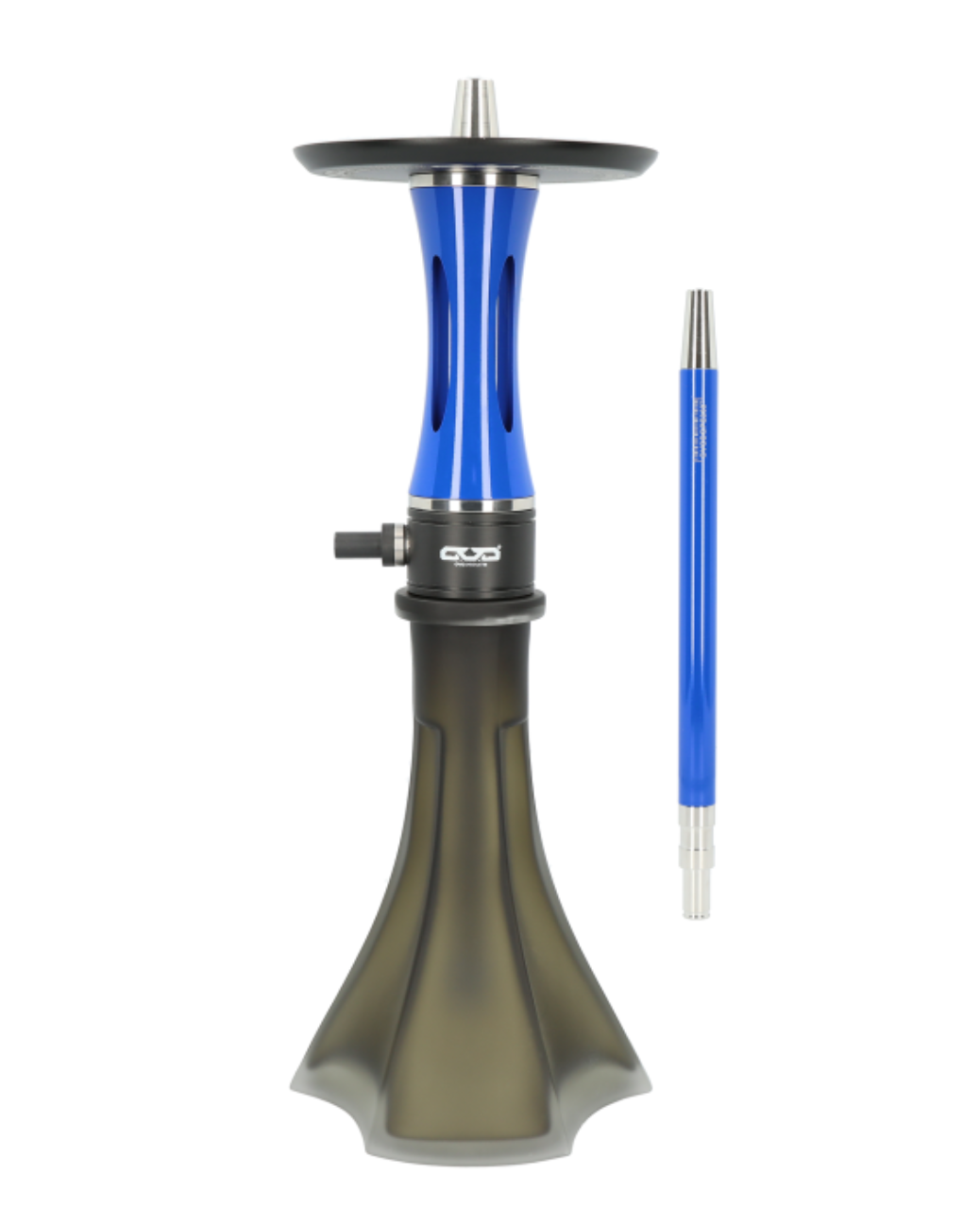 Nahaufnahme des lasergelaserten OVO-Musters auf dem Aluminium-Aschenbecher der Shisha