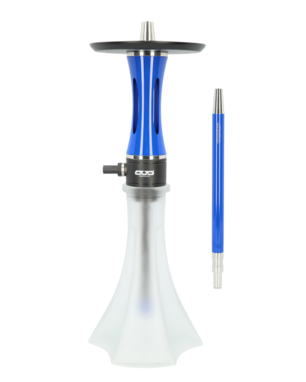Komplettansicht der OVO V2 DOPE 360 Shisha in Blau mit allen Komponenten