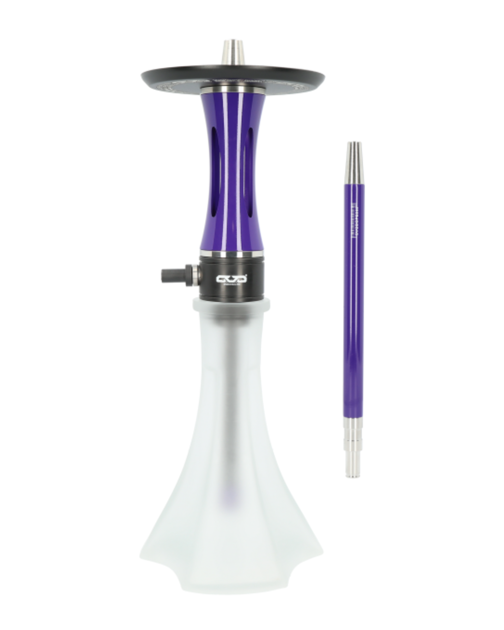 Komplettansicht der OVO V2 DOPE 360 Shisha in Blau mit allen Komponenten