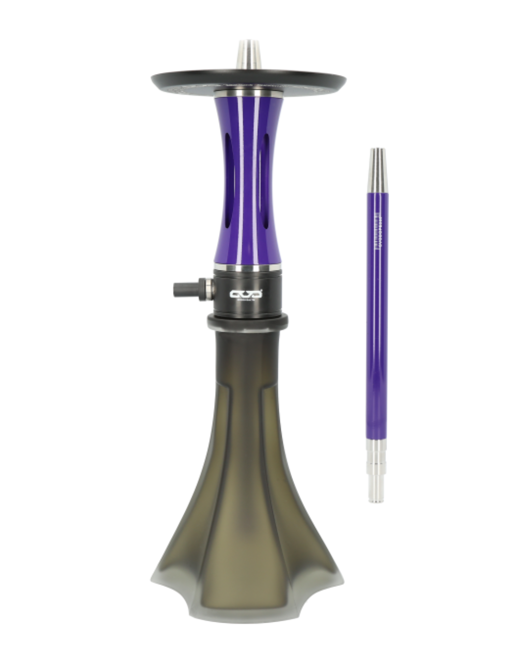 Nahaufnahme des lasergelaserten OVO-Musters auf dem Aluminium-Aschenbecher der Shisha