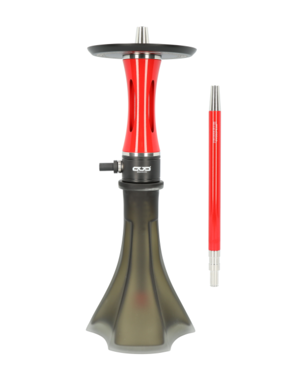 Nahaufnahme des lasergelaserten OVO-Musters auf dem Aluminium-Aschenbecher der Shisha