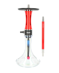 Detailansicht der Edelstahlkomponenten der OVO V2 DOPE 360 Shisha, einschließlich Mundstück und Diffusor
