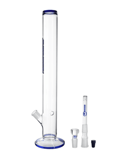 Schöne Player Large 3.0 Glasbong mit Kickloch, Kupplung und passendem Head/Kopf von Heisenberg zum Rauchen von Kräutern. 