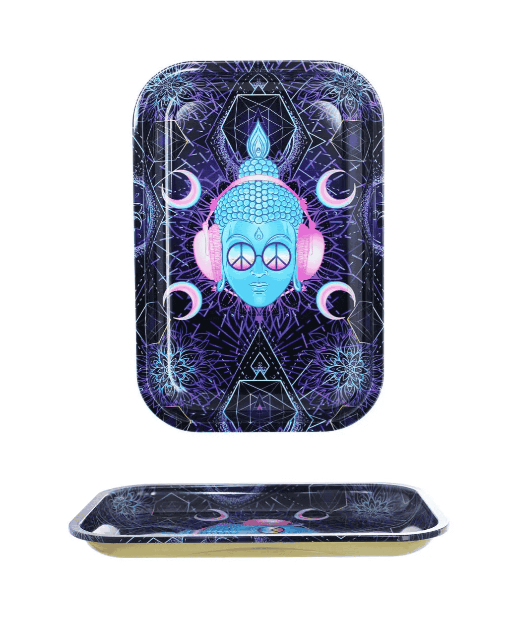 Bong-Rolling Tray/Mischblatt PEACE Drehtablett, 28,5 x 18,5 cm
