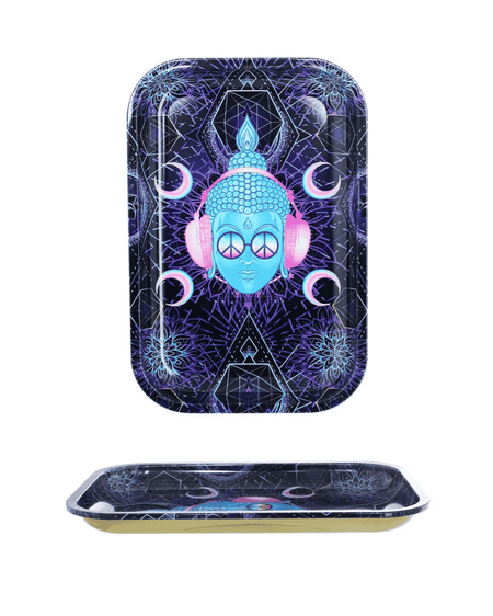 Bong-Rolling Tray/Mischblatt PEACE Drehtablett, 28,5 x 18,5 cm