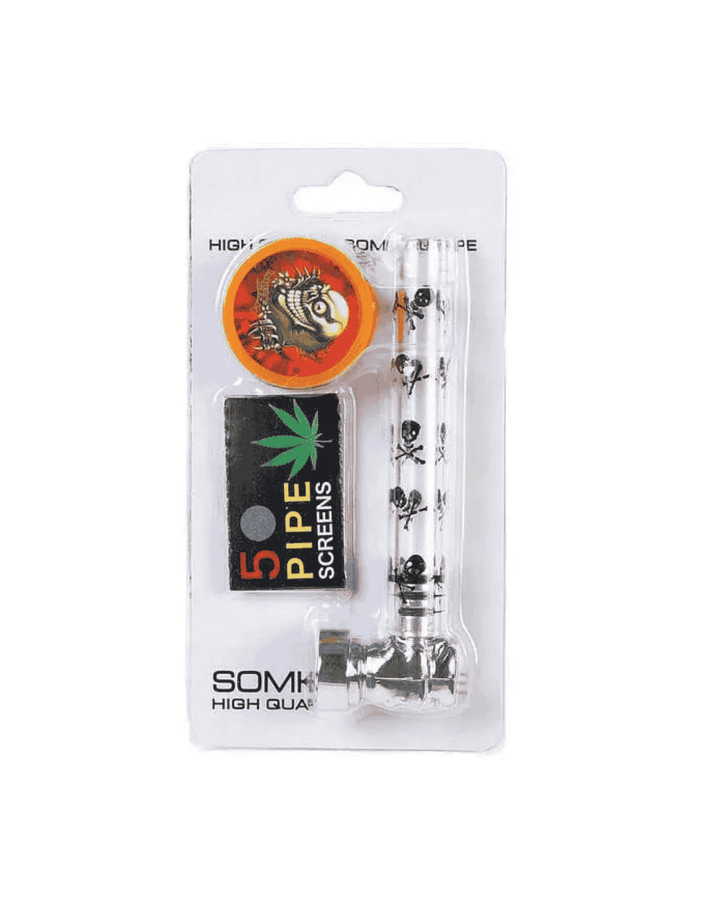 Pfeife mit steckbaren Mundstück aus Glas mit Grinder