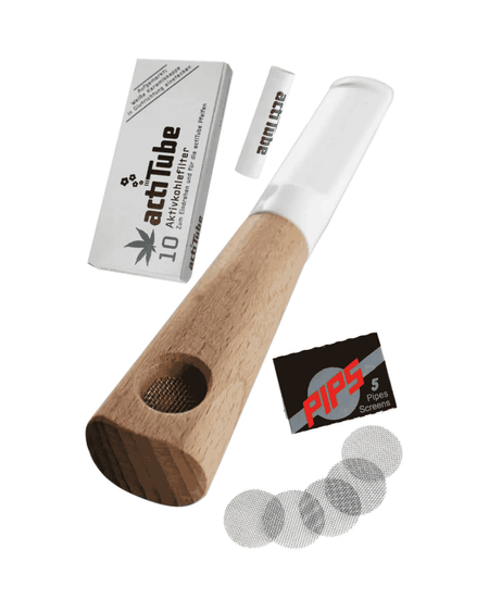 Pipe en bois Heisenberg en frêne blanc (clair) dans un ensemble