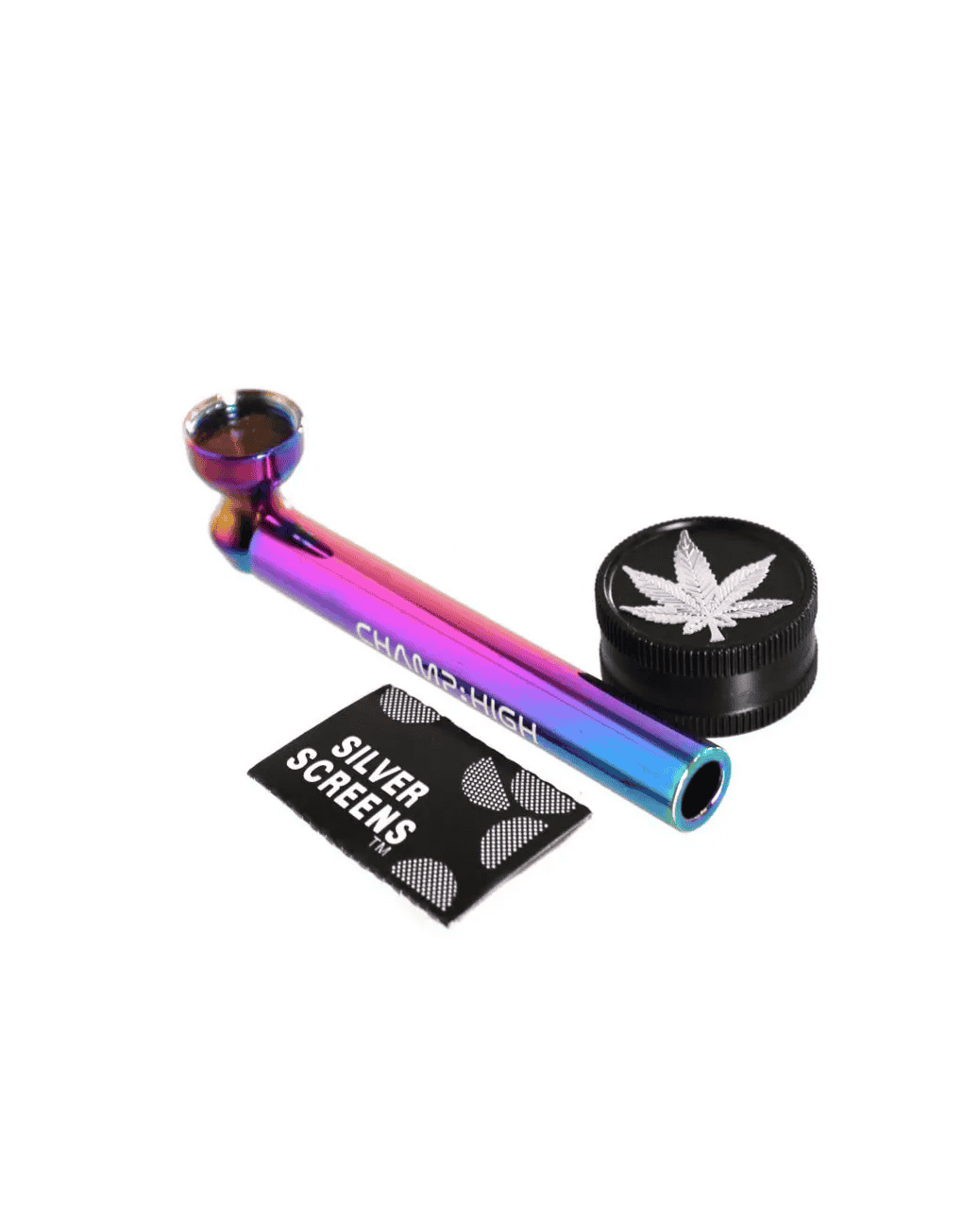 Champ High Rainbow Pfeife mit Grinder + Siebe