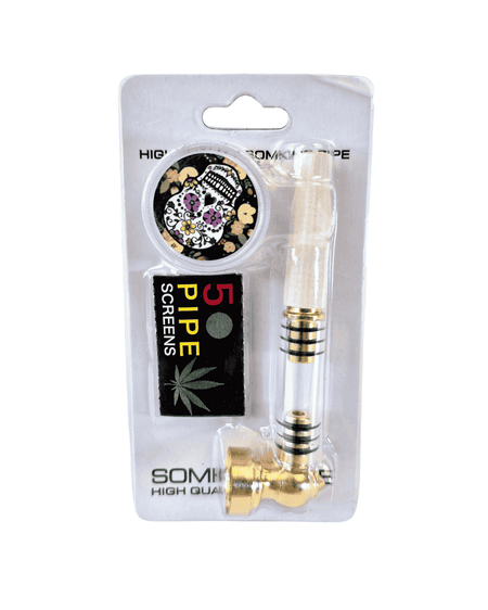 Pipe à tabac en métal + grinder et 5 grilles