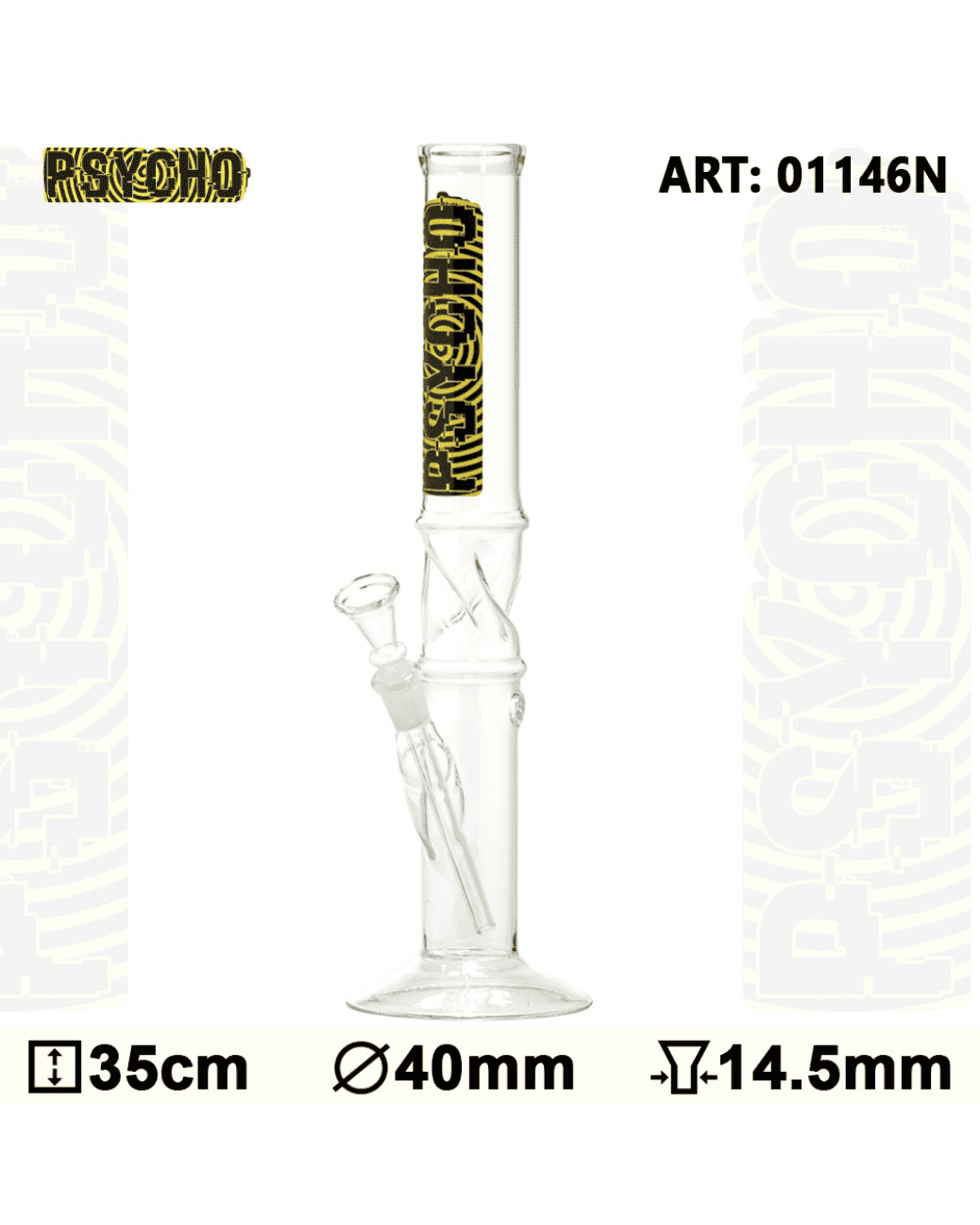 Detailansicht der abnehmbaren Schale und des Chillums der Psycho Glasbong.