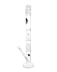 Schöne Puncher Illusion Double Perc Glasbong mit Kickloch und passendem Head von Heisenberg zum Rauchen von Kräutern.