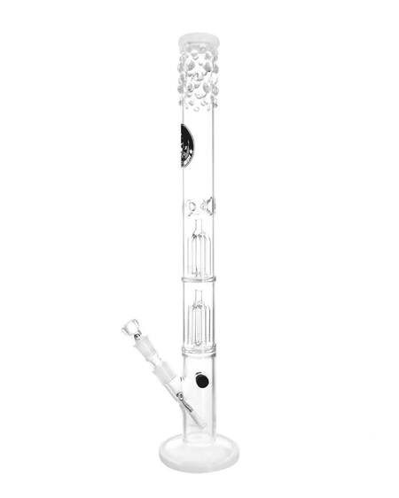 Schöne Puncher Illusion Double Perc Glasbong mit Kickloch und passendem Head von Heisenberg zum Rauchen von Kräutern.