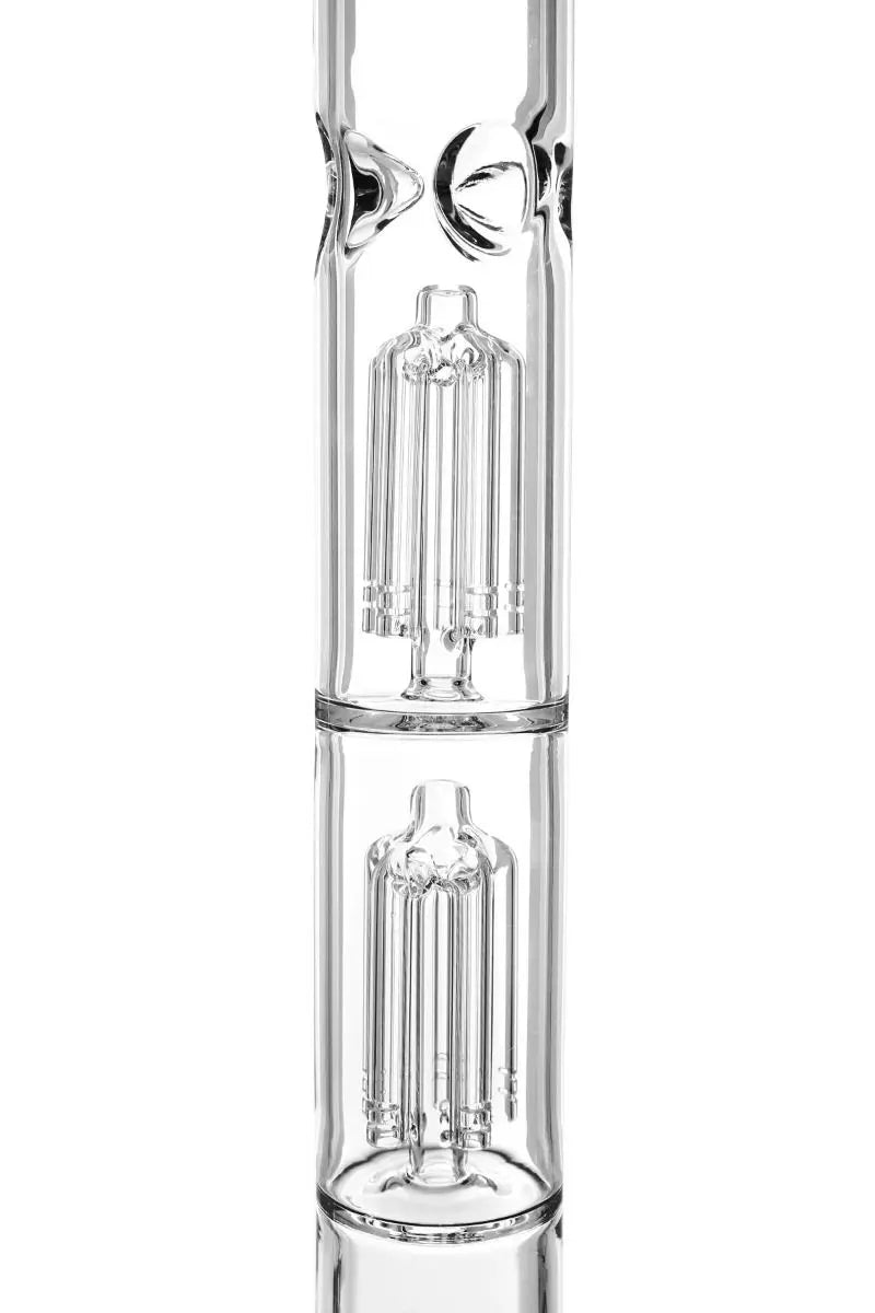 Schöne Puncher Illusion Double Perc Glasbong mit Kickloch und passendem Head von Heisenberg zum Rauchen von Kräutern.