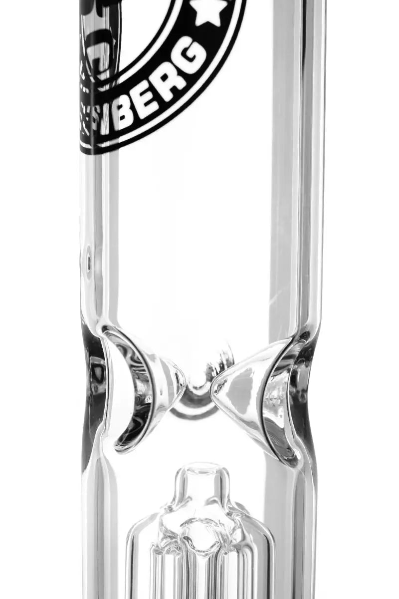 Schöne Puncher Illusion Double Perc Glasbong mit Kickloch und passendem Head von Heisenberg zum Rauchen von Kräutern.