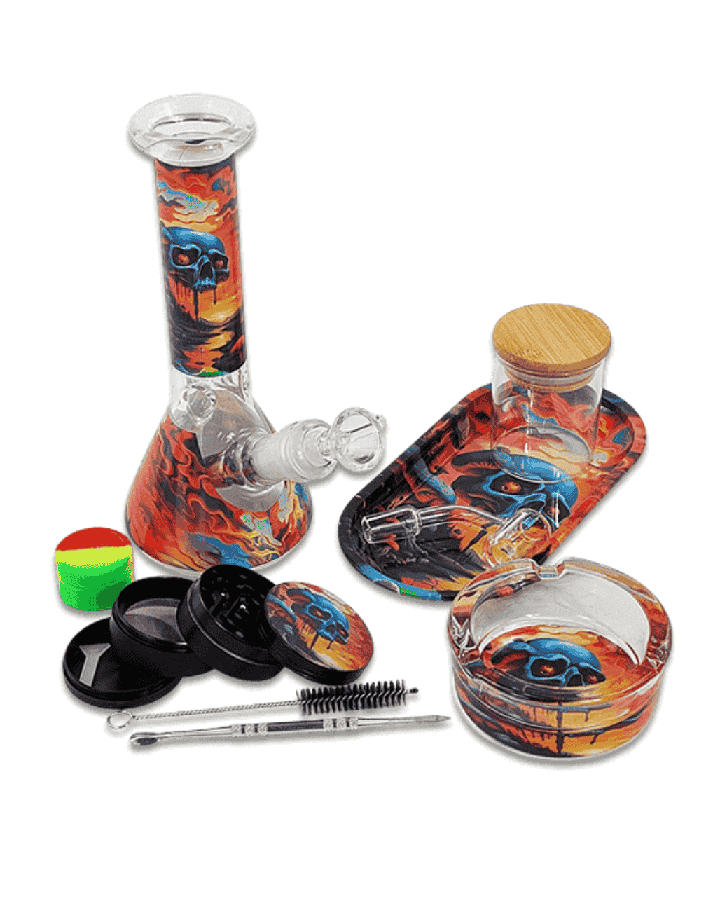 Shroom Skull Bong Set mit 20 cm Glasbong