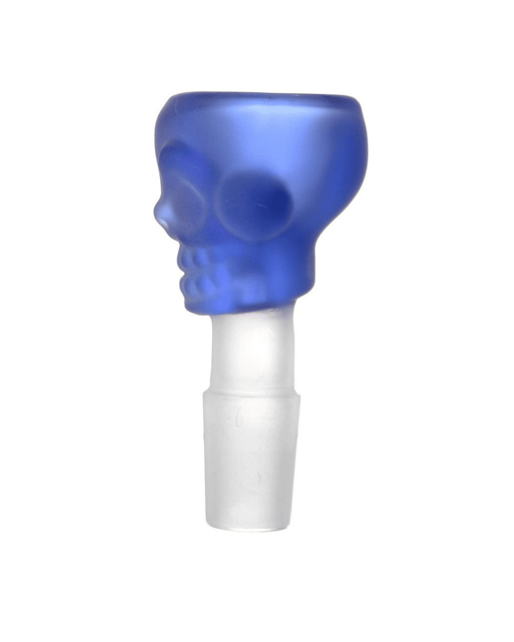 Seitenansicht der Skull Bowl Sandblasted 18.8 in Blau, die die feinen Sandstrahl-Details betont