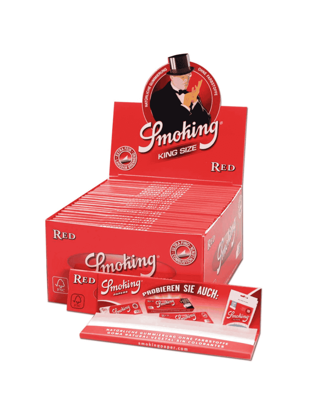 Smoking Red Papers King Size Ultra Thin mit pflanzlicher Gummierung im Display