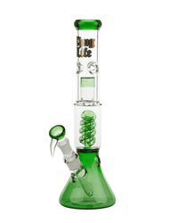 Komplettansicht der Thug Life OG Serie V2 Bong in Grün, 35cm hoch mit bernsteinfarbenen Akzenten.