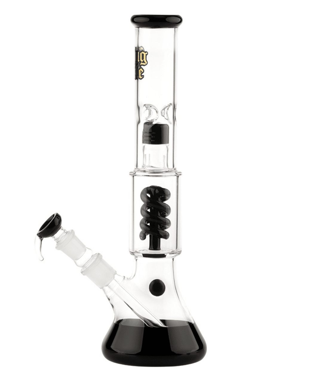 Detailansicht des abnehmbaren Chillums und der schwarzen Schale der Thug Life OG Serie V2 Bong, verbunden durch einen 18,8 mm Schliff.