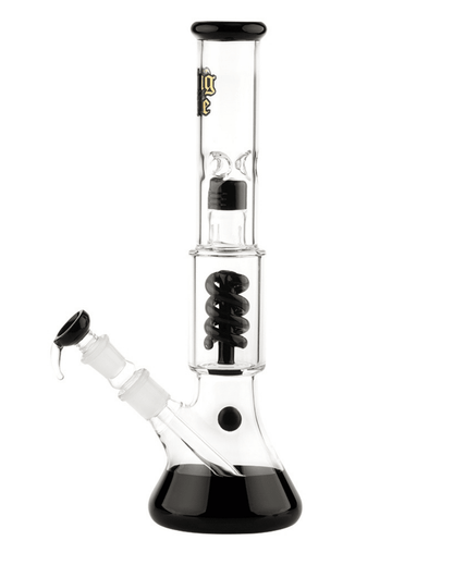 Detailansicht des abnehmbaren Chillums und der schwarzen Schale der Thug Life OG Serie V2 Bong, verbunden durch einen 18,8 mm Schliff.