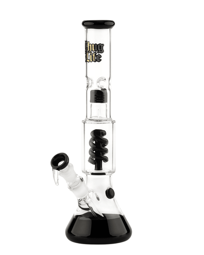 Gesamtansicht der Thug Life OG Serie V2 Bong in Schwarz mit Beaker-Design und schwarzen Akzenten.