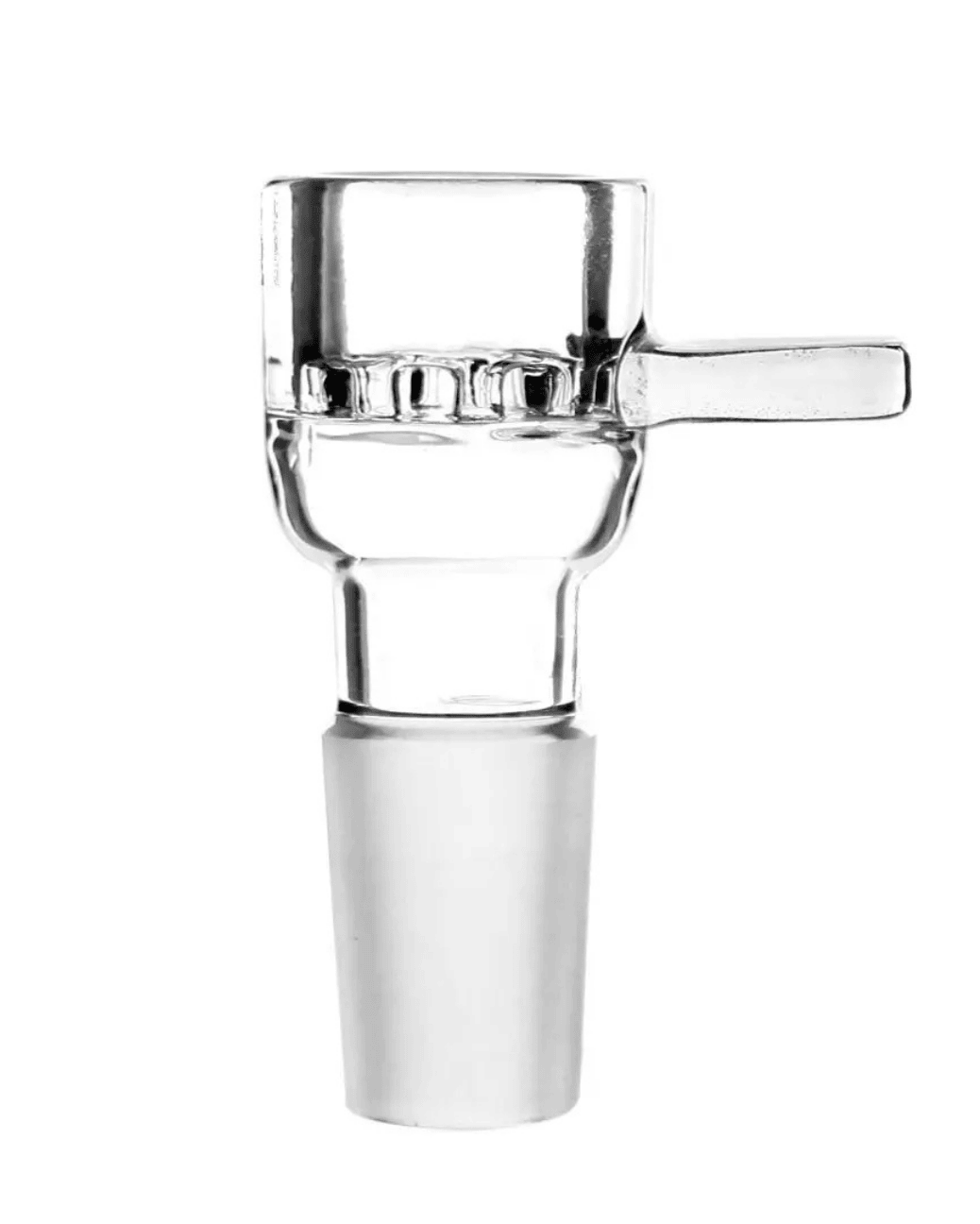 Klarer Borosilikatglas Bongkopf mit integriertem Glassieb, Vorderansicht
