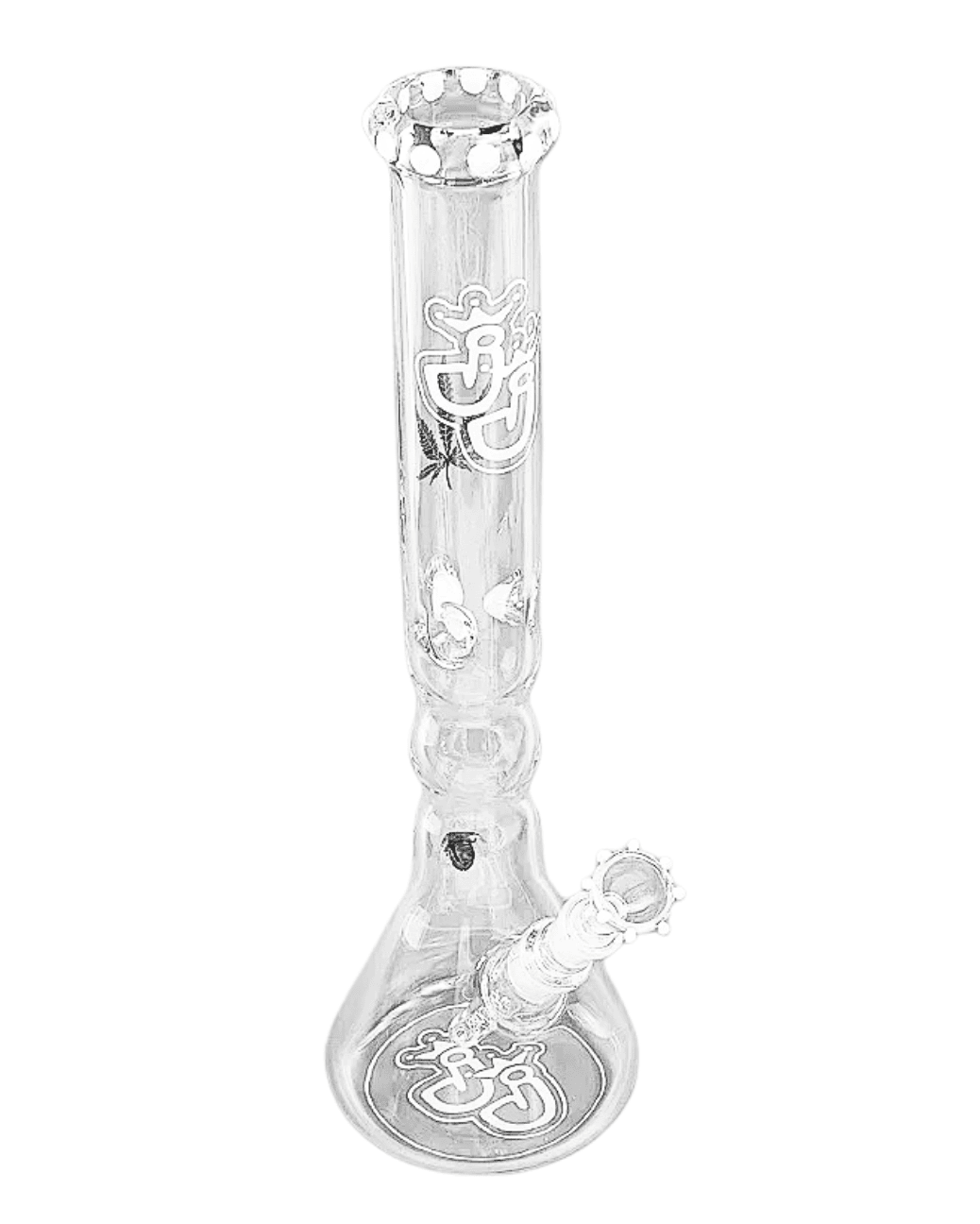 Nahaufnahme der weißen Eiskerben der White Tulip Bong, die für kühle Raucherlebnisse sorgen