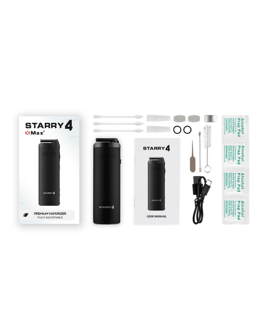 Frontansicht des XMAX STARRY 4 Kit Vaporizers in lila Farbe