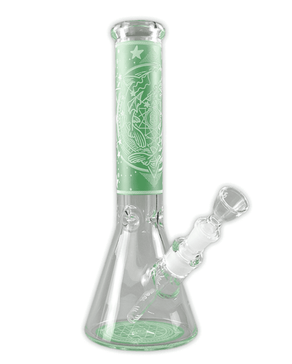 Seitenansicht der Zodiac Green Bong aus 7mm dickem Borosilikatglas.