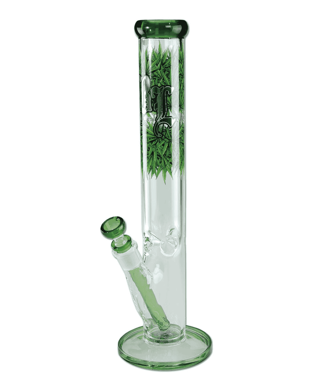 Robuste Zylinderbong von Black Leaf mit Weed-Design und Ice-Funktion