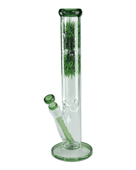 Robuste Zylinderbong von Black Leaf mit Weed-Design und Ice-Funktion
