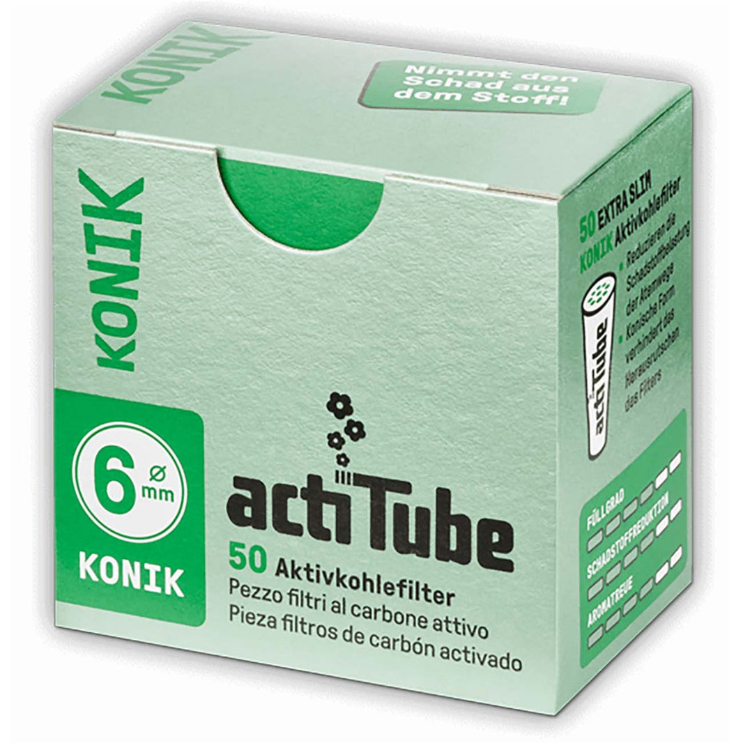 actiTube KONIK EXTRA SLIM Aktivkohlefilter 6mm - 50er Pack (Einzelpack)