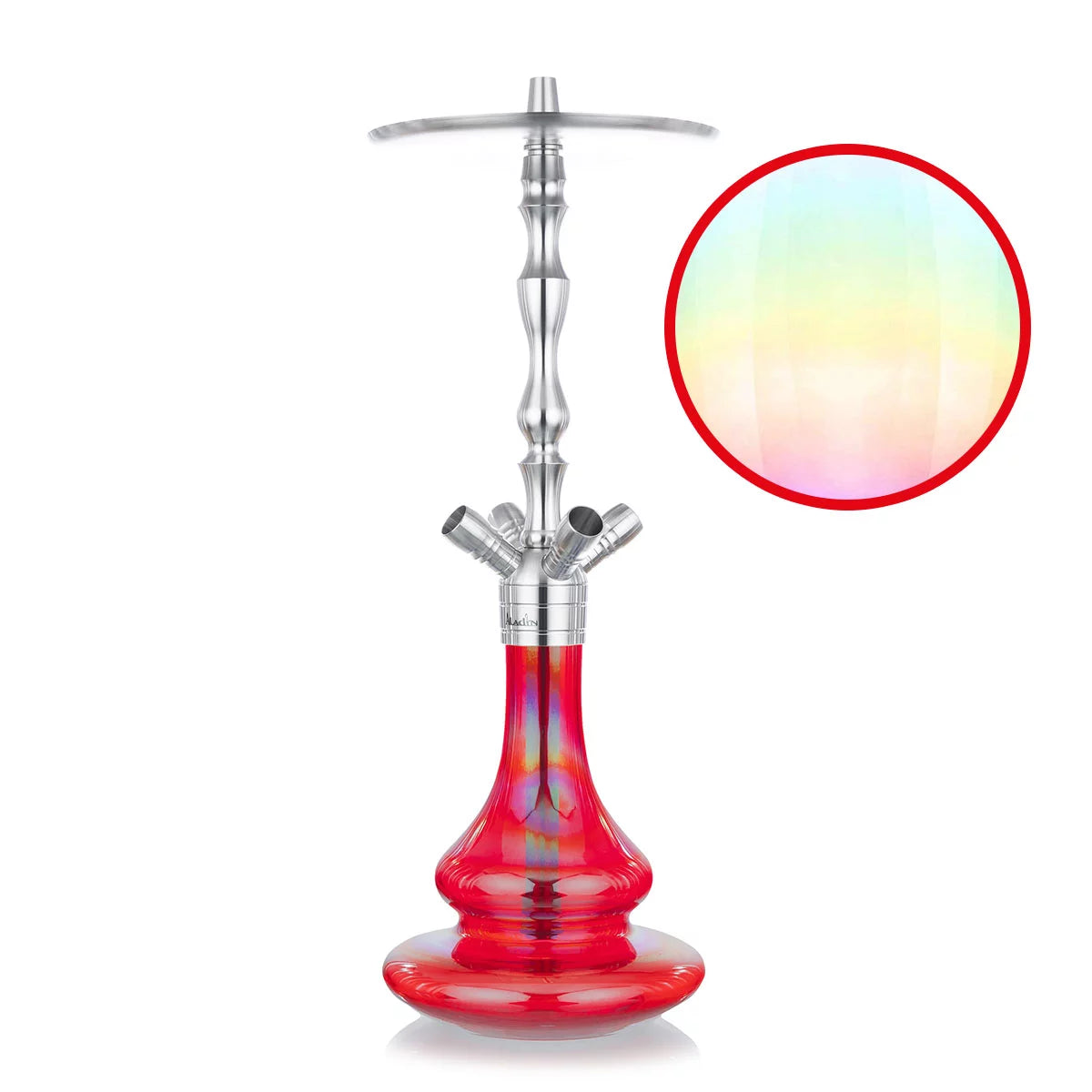 Elegante Aladin Shisha MVP 500 - Red Shiny mit Schlauch, passendem Mundstück und Kopf in rot. Zum Rauchen von Shishatabak