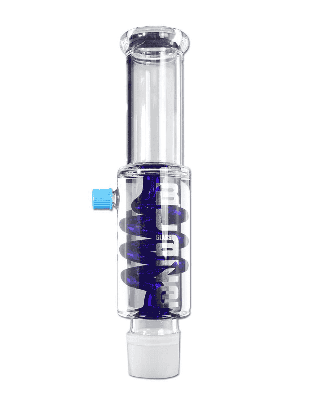 Blaze M+M Aufsatzrohr Spirale Blau – Kühlaufsatz aus Borosilikatglas mit NS 45 Schliff
