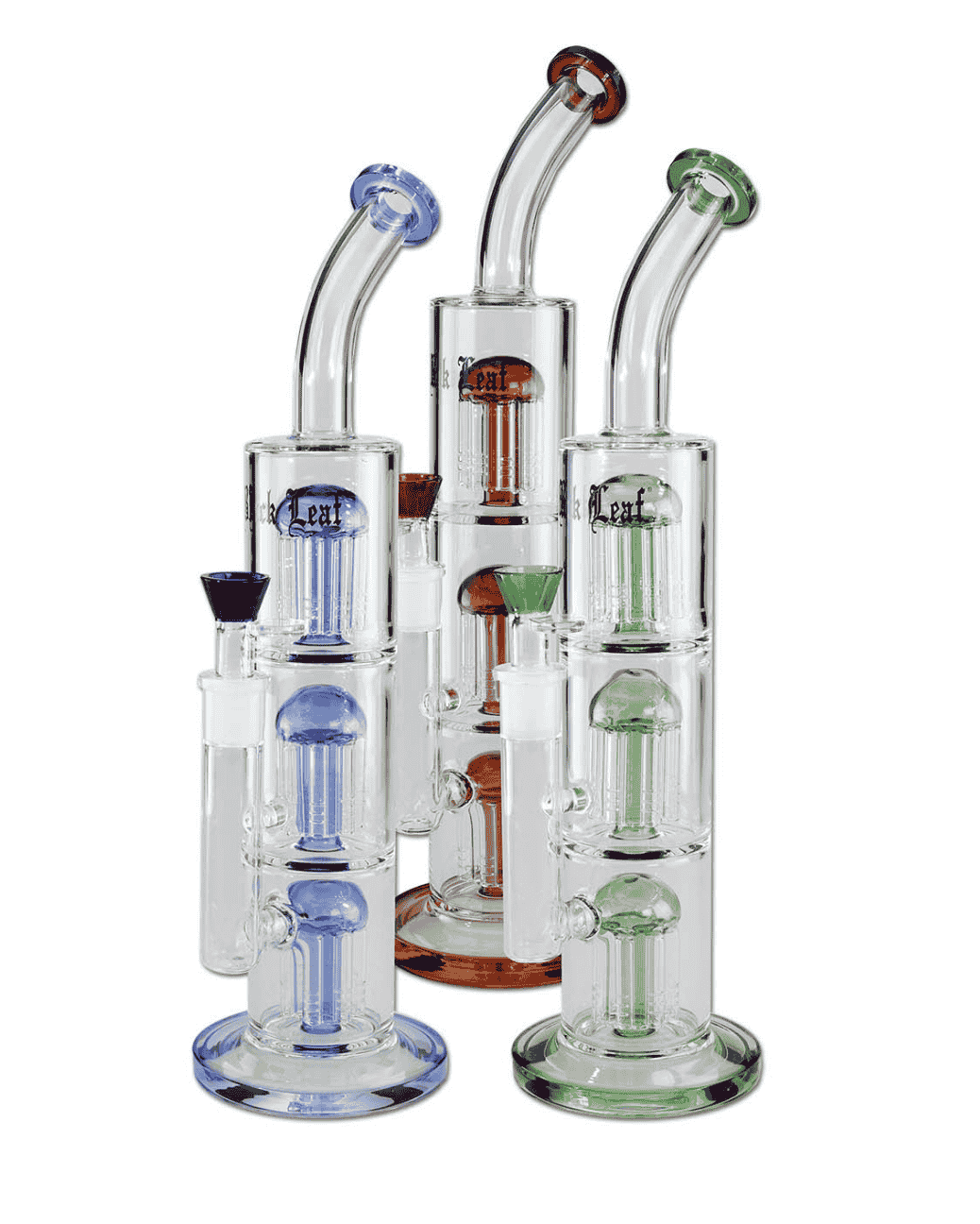 Black Leaf Bong mit gebogenem Mundstück für entspannte Haltung