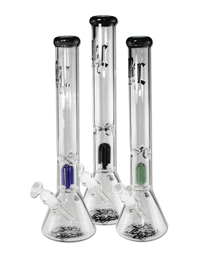 Frontansicht der BL Beakerbong Ice mit 4-Arm Perkolator in Blau